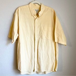 Eddie Bauer Yellow Button Down Short Sleeve Shirt - XL